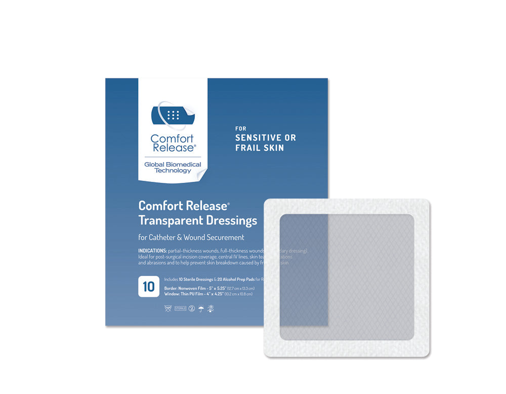 Comfort Release® Adhesive Transparent Dressings (5″ × 5.25″)